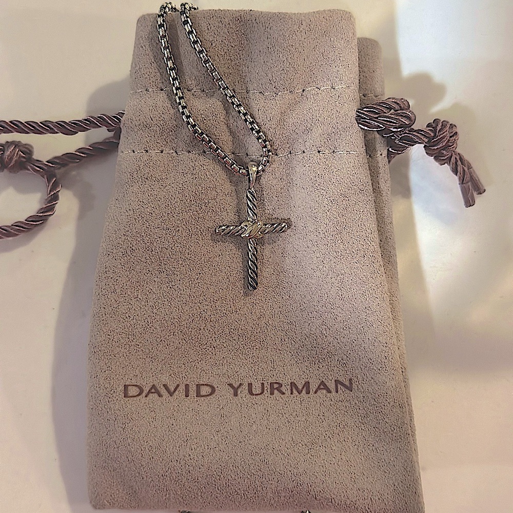 David Yurman Petite Cross Pendant Silver and 14k Gold
